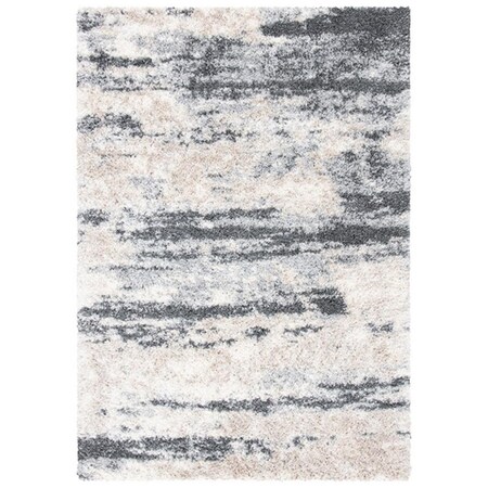 Safavieh 2 ft.-3 in. x 6 ft. Fontana Shag 800 Contemporary Runner Power Loomed Rug Grey & Ivory FNT853G-26